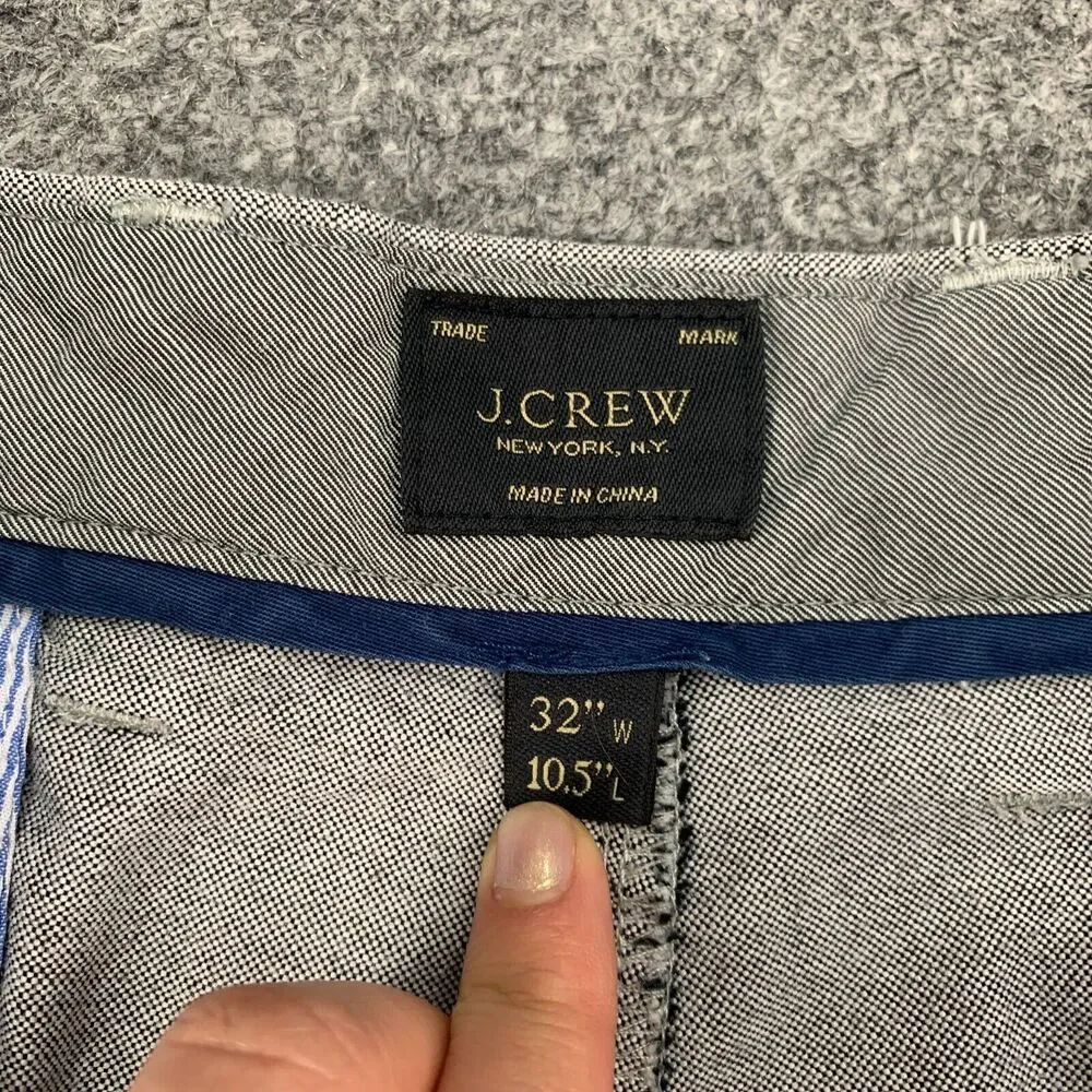 J Crew NY Shorts Mens 32 Gray Garment Dyed Chino 10.5